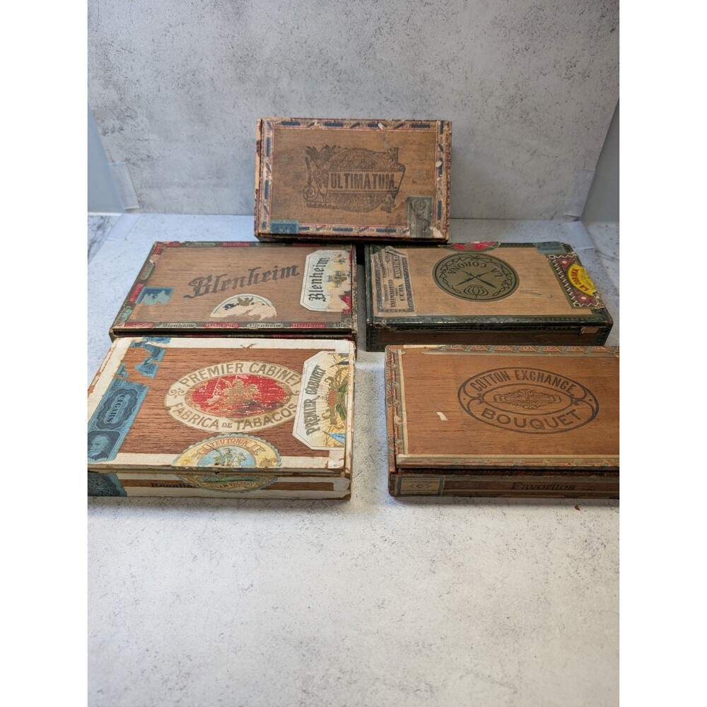 Antique Cigar Box Lot 5pc White Owl Blenheim La Corona Ultimatum